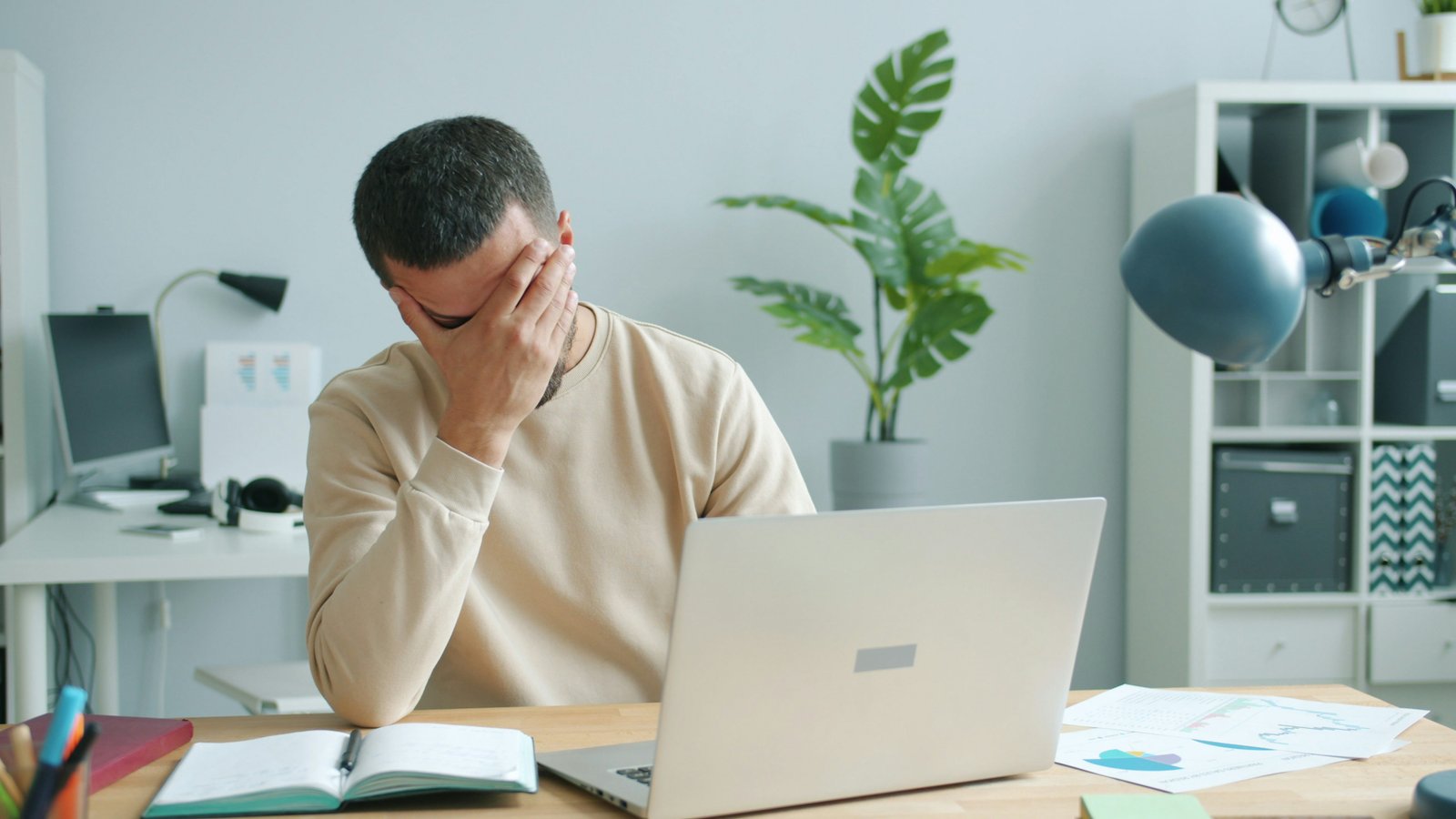 Professional working long desk hours
